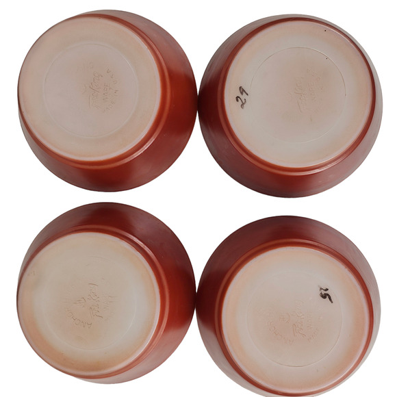 Vintage Lot of 4 Anchor Hocking Fire King cereal bowls red orange luster 17 - Picture 4 of 5